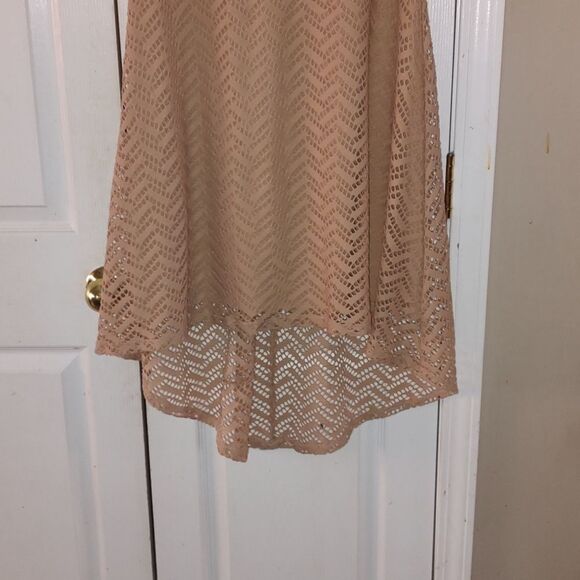 Luxology tan hi low dress Sz M - Picture 2 of 7